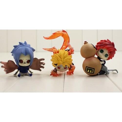 3 Styles Naruto Shippuden Figure Toy Uchiha Sasuke Gaara Uzumaki Naruto Q Version Model Dolls