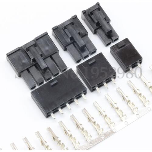 30 Set 4.2mm Connector 5557 Single Row 2/3/4/5/6P Black Straight Pin Wafer Male Housing Terminals