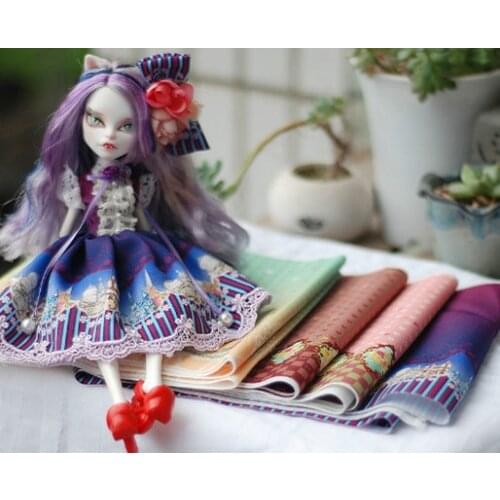 4pcs High Quality Patchwork Chiffon Fabric Needlework Textile Sewing Fabric For Doll clothes Blyth dress diy material 16*47cm