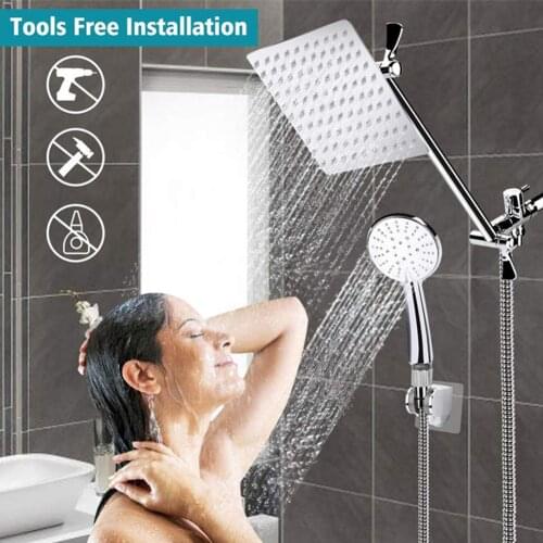 8 Inch Shower Set Shower Head Bath Shower System High Pressure Height Adjustable Bathroom Hand Hold Shower Head Set Bathroom Use