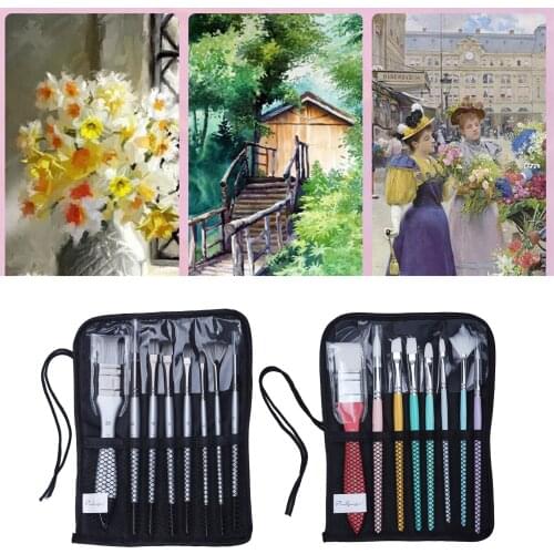 8Pcs Paint Brushes Art Painting Supplies Acrylic Oil Paintings Gray