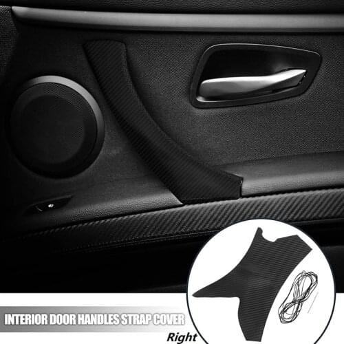 Car Interior Door Handles Strap Cover Front Rear Right Hand Sewing Carbon Fiber Pattern For-BMW 3 Series E90 E91 E92 E93