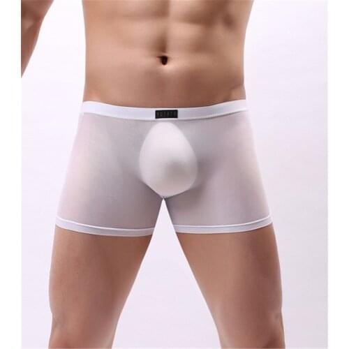 Brand Sexy Transparent Underwear for Men See Through Mens Bulge Pouch Boxer Ultra Thin Ice Silk Comfortable Trunk Shorts