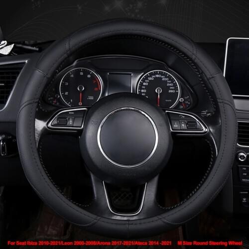 Car Steering Wheel Cover Wrap For Seat Ibiza 2010 - 2021 Leon 2000 - 2008 Arona 2017 - 2020 2021 Seat Ateca 2014 - 2021 M Size
