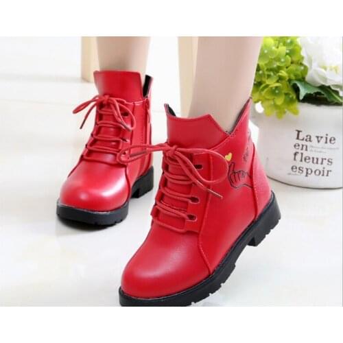 Children Non-slip plus velvet boots PU Leather Waterproof Boots Winter Kids Snow Boots Brand Girls Boys Shoes Rubber Boots