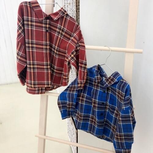 2 3 4 5 6 Years Kids Shirts Fashion Casual Korean Plaid Long Sleeve Tops Fpr Girls Kids Clothing Boys Shirts Toddler Girls Coat