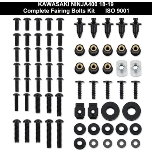 Fit For Kawasaki Ninja 400 2018 2019 Complete Full Fairing Bolts Kit Bodywork Screws Fairing Clips Covering Bolt Stainless Steel