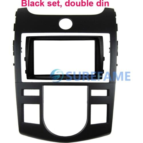 Double Din Car Trim Surround Panel for KIA Forte Cerato Auto Aircon 2009-2012 DVD Dash Mounting Kit Fascia Plate Bezel Facia