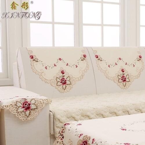 European Sofa Cover Four Seasons Sofa Towel Non-slip Comfortable Pastoral Embroidery Dust Cover Armrest Towel Sofa Cushion Cover