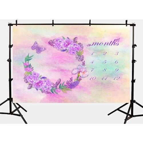 Mehofoto Purple Flower Photo Backdrop Photography Newborn Baby Shower Months Background for Booth Studio S-2758