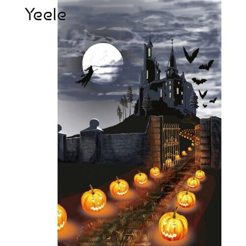 Yeele Halloween Backdrop Pumpkin Pantern Castle Moon Photocall Photophone Custom Vinyl Photography Background For Photo Studio