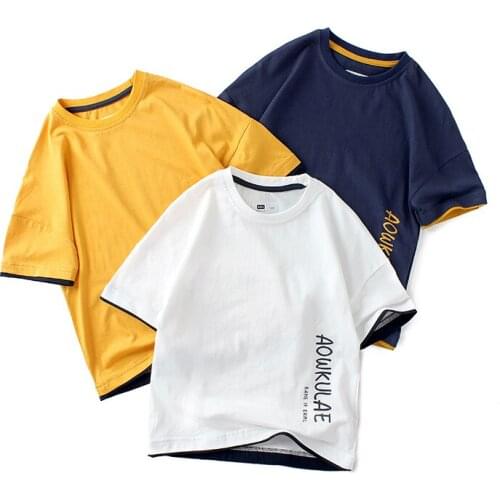 IENENS Kids Boys Casual O-neck T-shirt Child Boy Short Sleeve Tops Clothing Yong Boy Summer Shirts