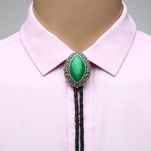 Western cowboy natural tiger eye stone bolo tie personality leather collar rope unisex western accessories accessories banquet g