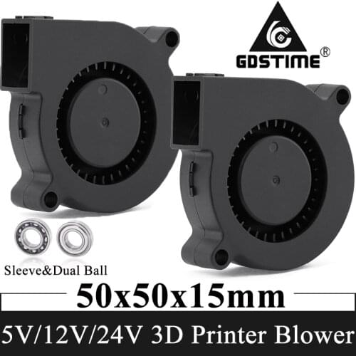 Gdstime 50mm 5015 Blower Fan DC 5V 12V 24V For 3D Printer Parts Centrifugal Cooling Fans 50x50x15mm Turbo Cooler 2Pin USB