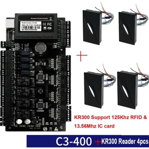 IP-based Door Access Control Panel with 4pcs KR300 Reader TCP/IP RS485 Communication Advanced Access Control Wiegand 26 C3-400