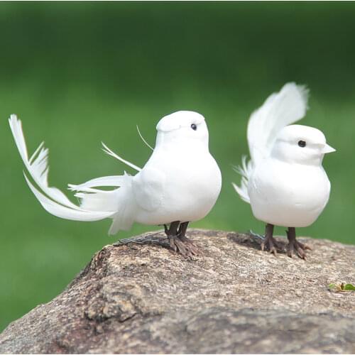 12pcs White Birds Feather Simulation Decoration Fake Artificial Foam