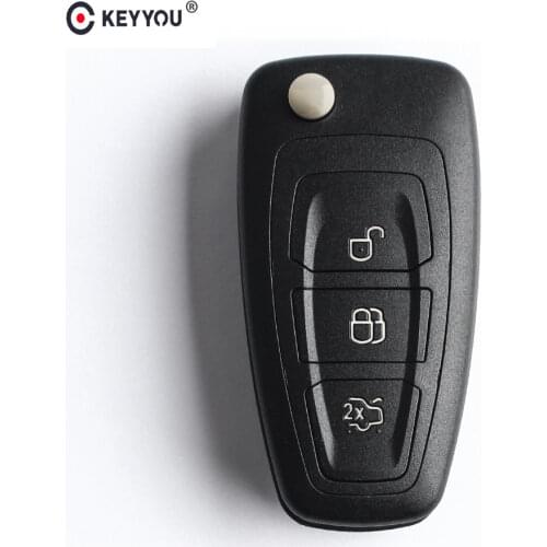 KEYYOU 3 Buttons Flip Car Remote Key Shell For Ford Focus 3 Fiesta 2013 connect mondeo c max Fob Key Case HU101/FO21 Blade