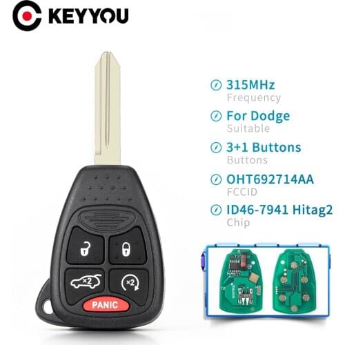 KEYYOU Remote Car Key OHT692714AA For Dodge RAM Chrysler Commander Compass Grand Cherokee Liberty Wrangler 315Mhz ID46 7941Chip