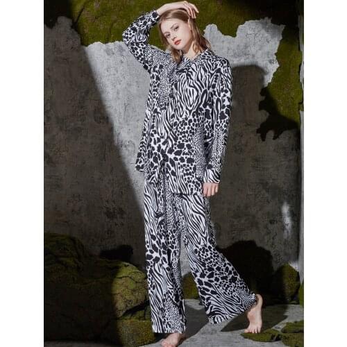 Sexy Womens Sleepwear Pajamas Set Cotton Winter Sleep Set Pyjamas Home Clothes Lounge Wear Suit Nightwear Zebra Leopard Print