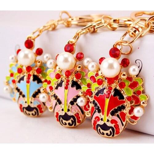 Chinese style crafts creative oil drop opera Beijing opera face key chain small gift accessories metal pendant gift ornaments
