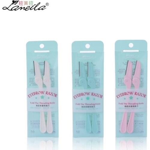 Lameila Macro Foldable Eyebrow Knife Eyebrow Scraper Razor Stainless Steel Blades 2 Mounted A0889