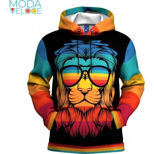 3d Print Tech Animal Lion Cool Stripes Men Causal 3D Pattern Printing Hooded Sweatshirt Fashion Hip Hop Style digital pullover