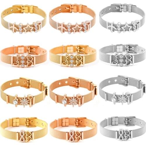 High Quality 10mm Stainless Steel Mesh Bracelet Set With Star Beads DIY Brand Charm Bracelet For Women Fashion Jewelry Gift