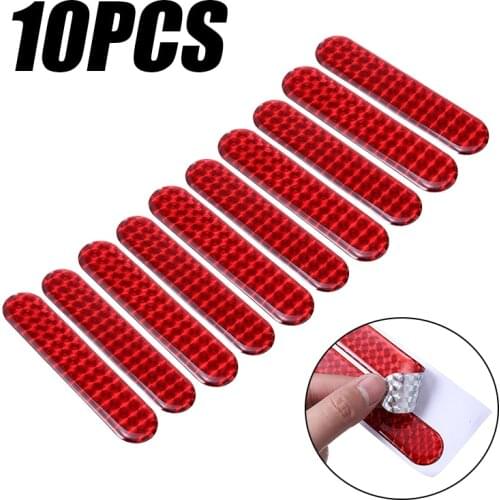 10Pcs 100x25mm 3D Red Car Door Sticker Warning Tape Reflective Strips Safety Mark Reflector Decal Stickers for Truck Car Boat