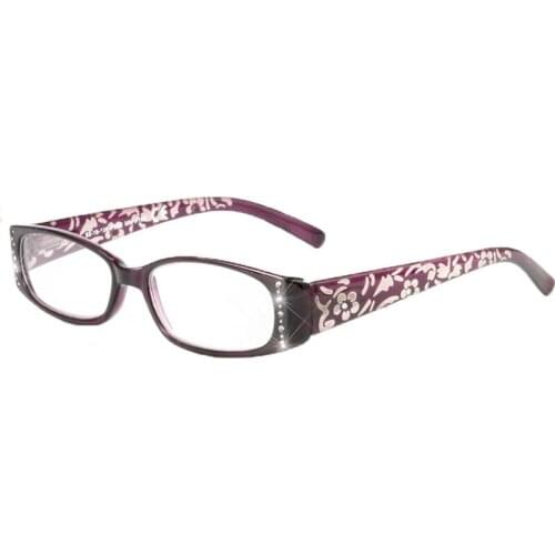 Reading Glasses Womens New Purple Diamond Laser Lens Reading Plastic Frame Material Fashion Glasses +100 +150 +200 To +350 R057