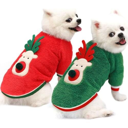 Pet clothes plush deer face Christmas clothing autumn winter dog clothes for small dogs cat clothes cat clothes pet