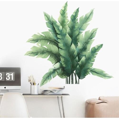 Refreshing Tropical Big Leaf Plant Wall Sticker Home Living Room Decal DIY Decor Wall Stickers