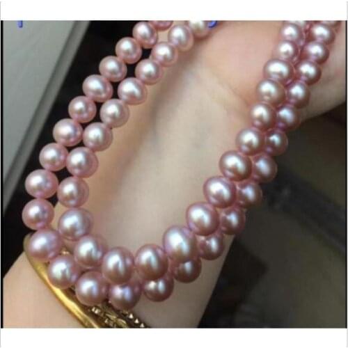 Gorgeous 9-10mm south sea round lavender pearl necklace 18inch 14K Gold Clasp KKK
