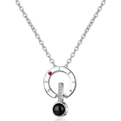 Sole Memory 100 Languages I Love You Hot Projection Circle Visible 925 Sterling Silver Sweet Heart Female Necklace SNE571