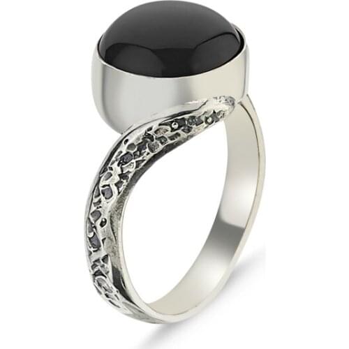 Silver 925 Sterling Onyx Stone Handwork Ring