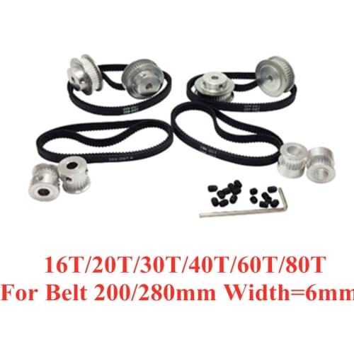16T:80T 20T:60T 30T:60T 40T:85T 2GT Synchronous Pulley Set 200/280mm GT2 Reduction Speed Ratio Timing Belt Kit CNC