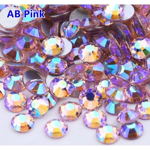 Ss3-ss30 Light Pink AB Rhinestones Flat Back Non Hotfix Glitter Art Design Stone DIY 3d Garment Decorations Supplies Nail Gem