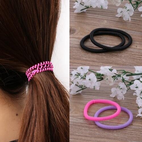 20pcs Super Thin Elastic Hair Ropes Girl Rubber Telephone Wire Style Hair Ties Plastic Ropes Ponytail Holder Hair Accessory