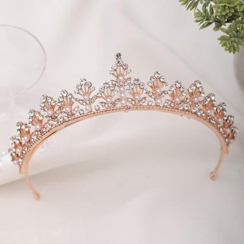 FORSEVEN Women Girls Birthday Party Headbands Shining Crystal Pearls Tiaras and Crowns Bride Noiva Wedding Hair Jewelry diadema