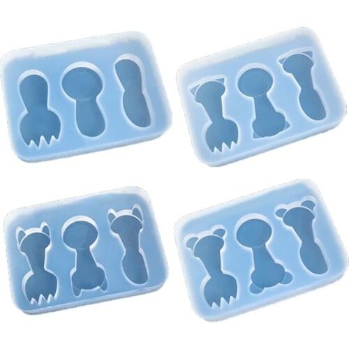 Mini Spoons Forks Epoxy Resin Molds Handmade Cartoon Animal Tableware Utensils Silicone Mould DIY Crafts Jewelry Casting Tools