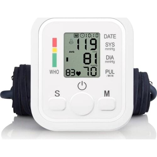 Tonometer Blood Pressure Monitor Portable & Household Arm Band Type Sphygmomanometer LCD Display Accurate Measurement