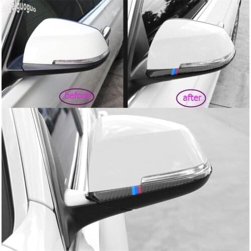 Carbon Fiber Plastic For BMW 1 2 3 4 series F30 F34 X1 E84 Car Rearview Mirror Strips Trim Cover Handle Protect Sticker Styling