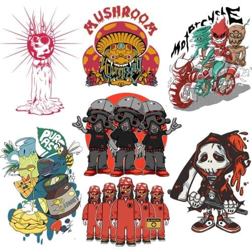 Fire brigade Scenery elements Heat Transfer Vinyl Washable Patches Cartoon imp Stickers Iron on for Clothes DIY T-shirt Decorate