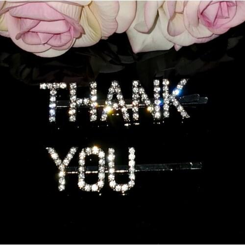 NEOBLING Original Saying Words Hairclips "THANK YOU“ Hairpins Letters Bobby Pins Unique Gift 2pcs/Set Drop Shipping Available