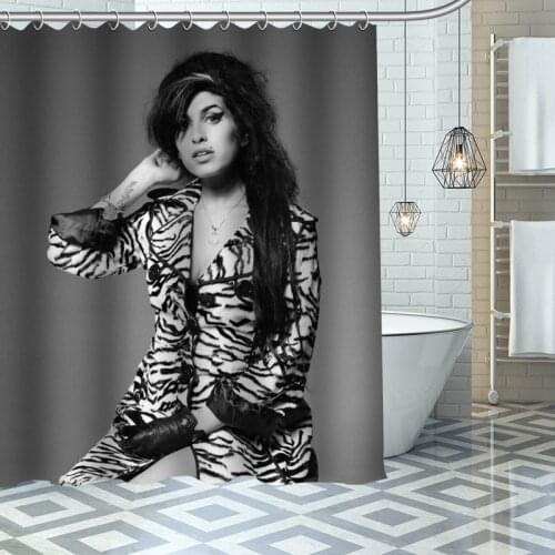 Amy Winehouse Shower Curtains Waterproof Fabric Bathroom Decoration Supply Washable Bath And Shower Curtain Custom