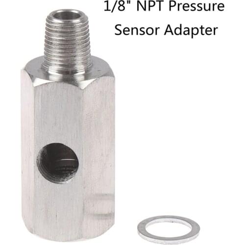 1/8'' BSPT Oil Pressure Sensor Tee to NPT Adapter Turbo Supply Feed Line Meter 304Stainless Steel Turbo Oil Feed Adapter Fitting