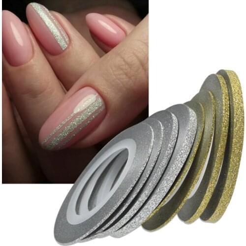 1 Roll 20m Nail Art Glitter Gold Silver Stripping Tape Line Strips Decor Tools 1mm2mm3mm Nail Sticker DIY Accessories