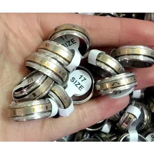100 pcs Mens Stainless steel Jewelry Ring Party Gift Wedding Rings For Mens Women Mix Style Size