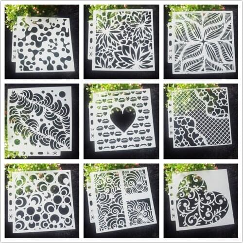 13*14cm grid hearts Cover templat scrapbook stencils spray plastic mold shield DIY cake hollow Embellishment printing lace ruler