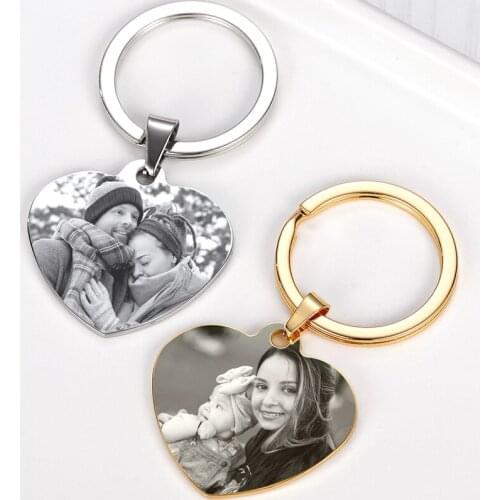 Custom Keychain Personalized Photo Boyfriend Girlfriend Keychain Engraved Photo Name&Date Keychain Couples Keychain For Him