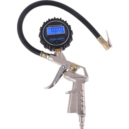 Digital Tire Inflator with Pressure Gauge , Hose and Chuck Clip for Car Van Truck Motorcycle Bike